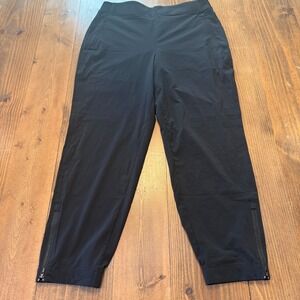 Athleta Trekkie North Jogger Pants Women 12 Black Stretch Tapered Leg Drawstring